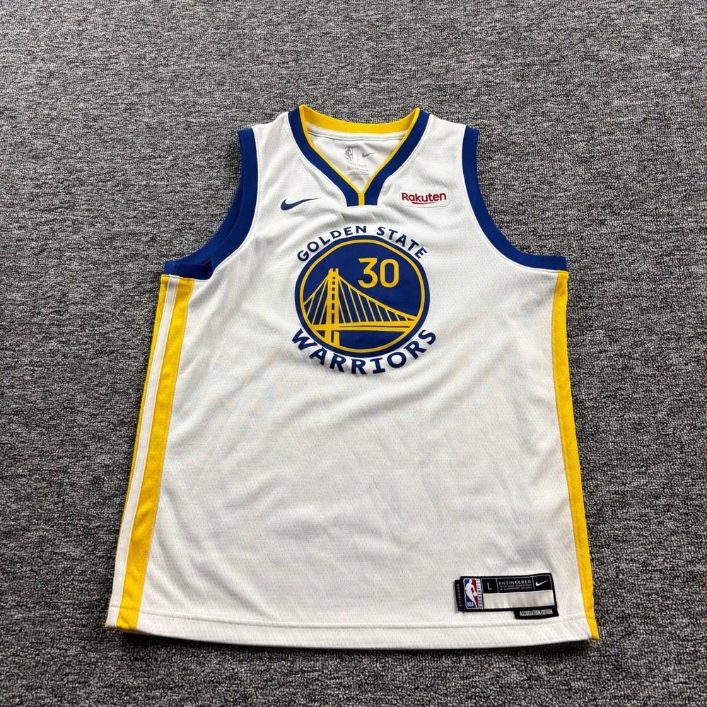 Nike Stephen Curry Golden State Warriors Basketball White Jersey Kids 14/16